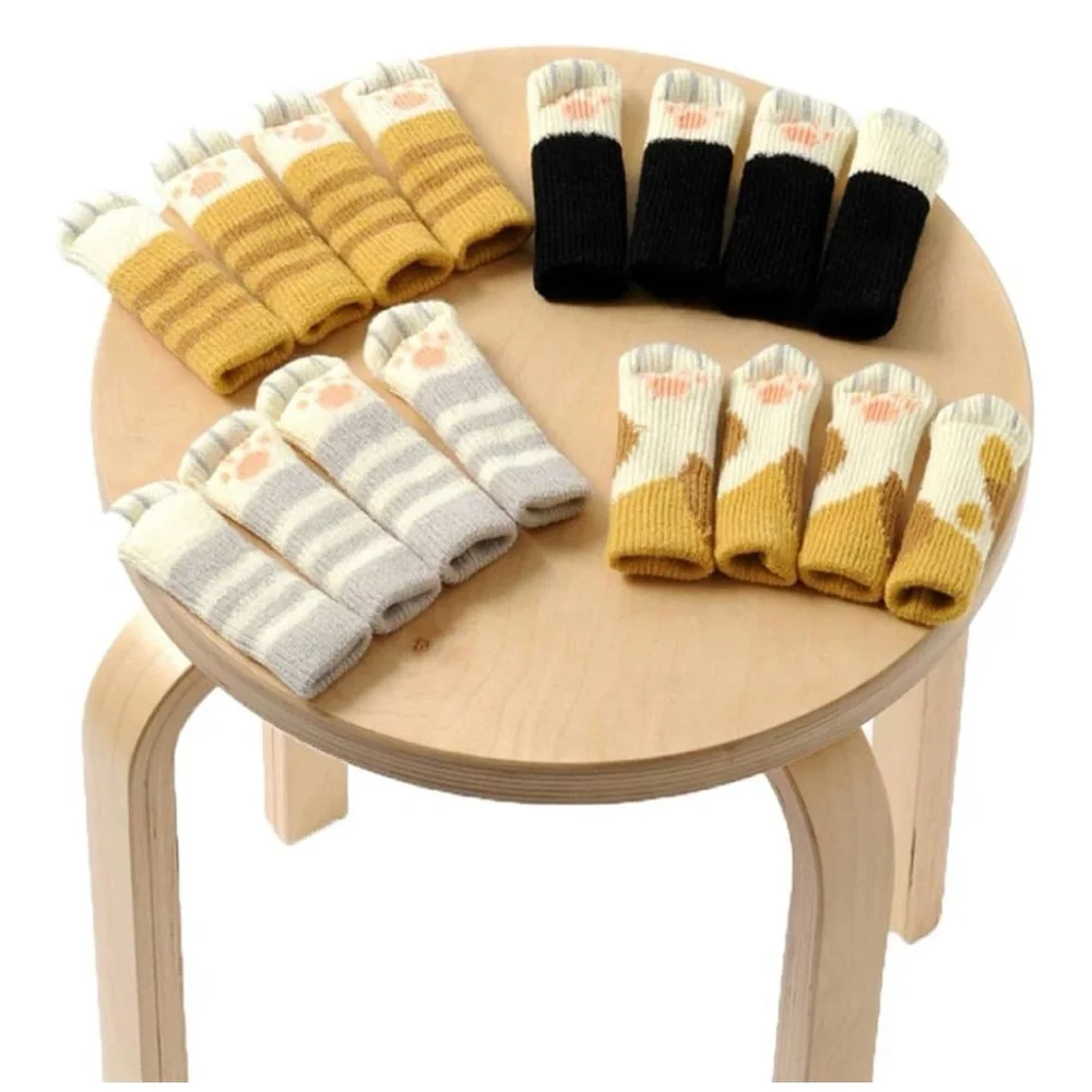 NIP UrsoKuz Cat Paw Design Chair Leg Socks, Set of 16 Cute Cat Patterns, Protect